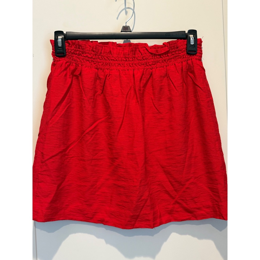 J.Crew Womens Red Smocked Paperbag Waist Mini Skirt Size 10 Textured Lined